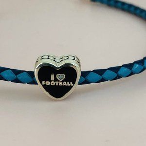 I LOVE Football Las Vegas Charm Las Vegas Heart Bead Charm Silver